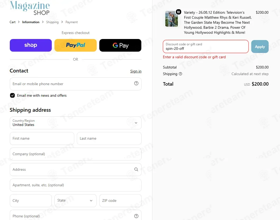 Magazine Shop US coupon code: 20% off with spin-20-off. Tested and valid as 6 days ago.