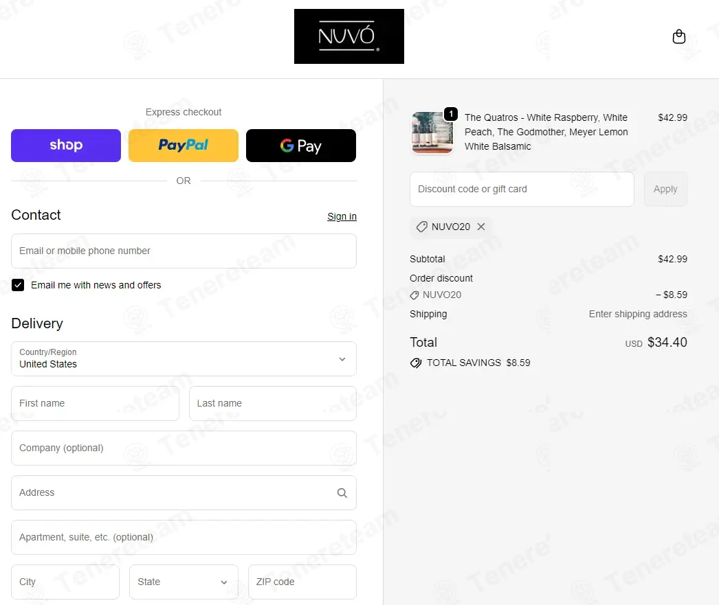 Nuvo Olive Oil coupon code: 20% off with NUVO20. Tested and valid as 1 month ago.