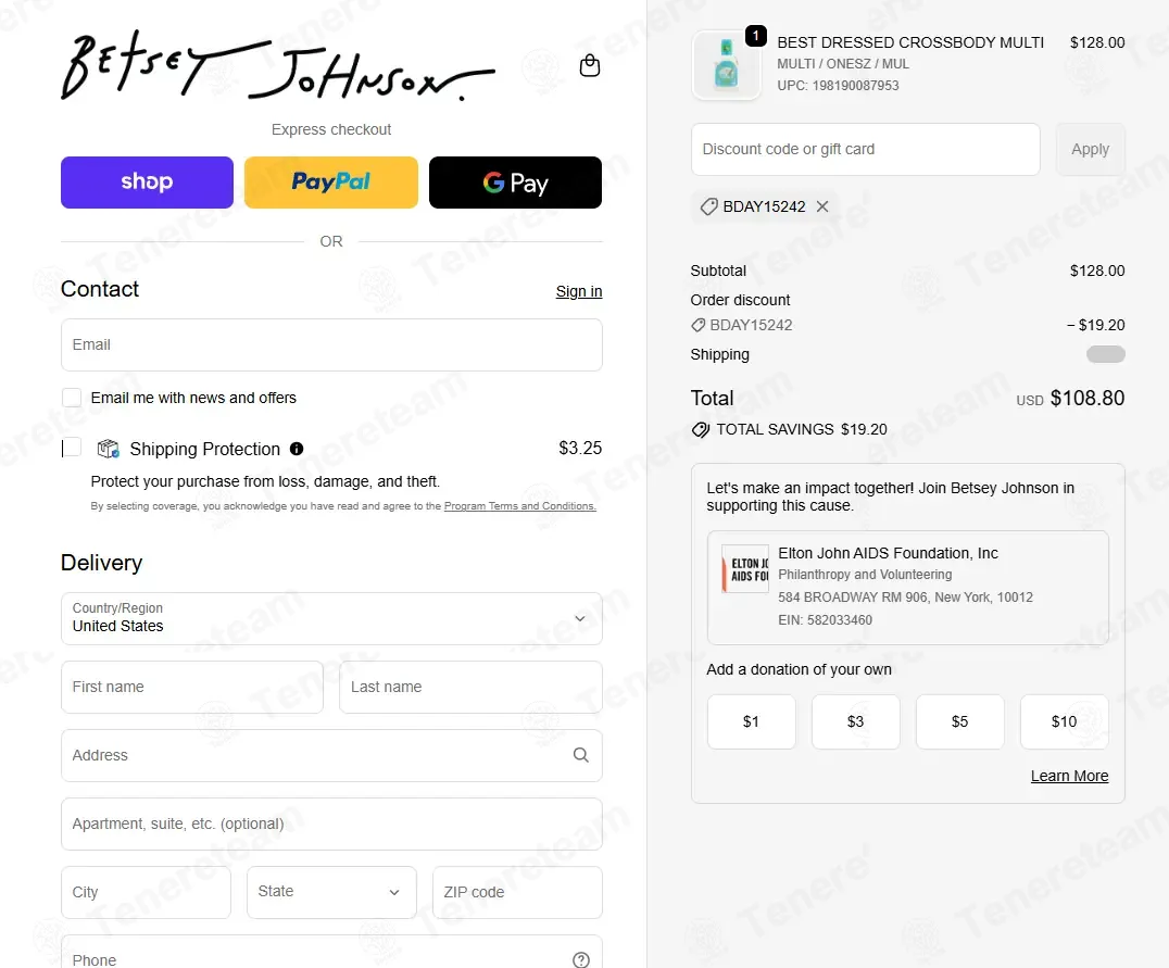 Betsey Johnson coupon code: 15% off with BDAY15242. Tested and valid as 1 month ago.