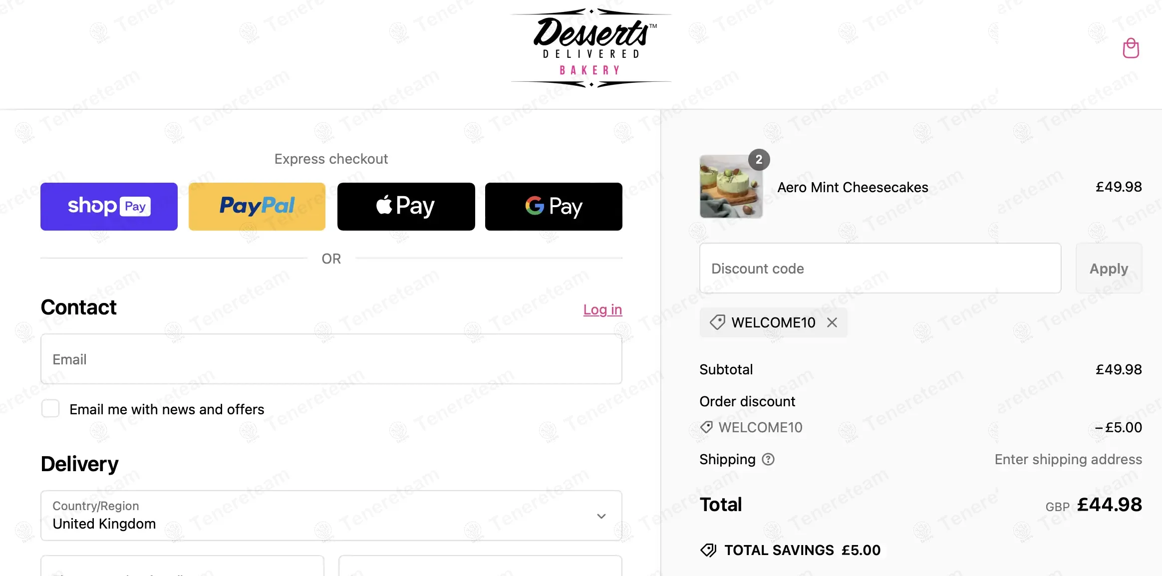 Desserts Delivered Bakery coupon code: 10% off with WELCOMF10. Tested and valid as 11 months ago.