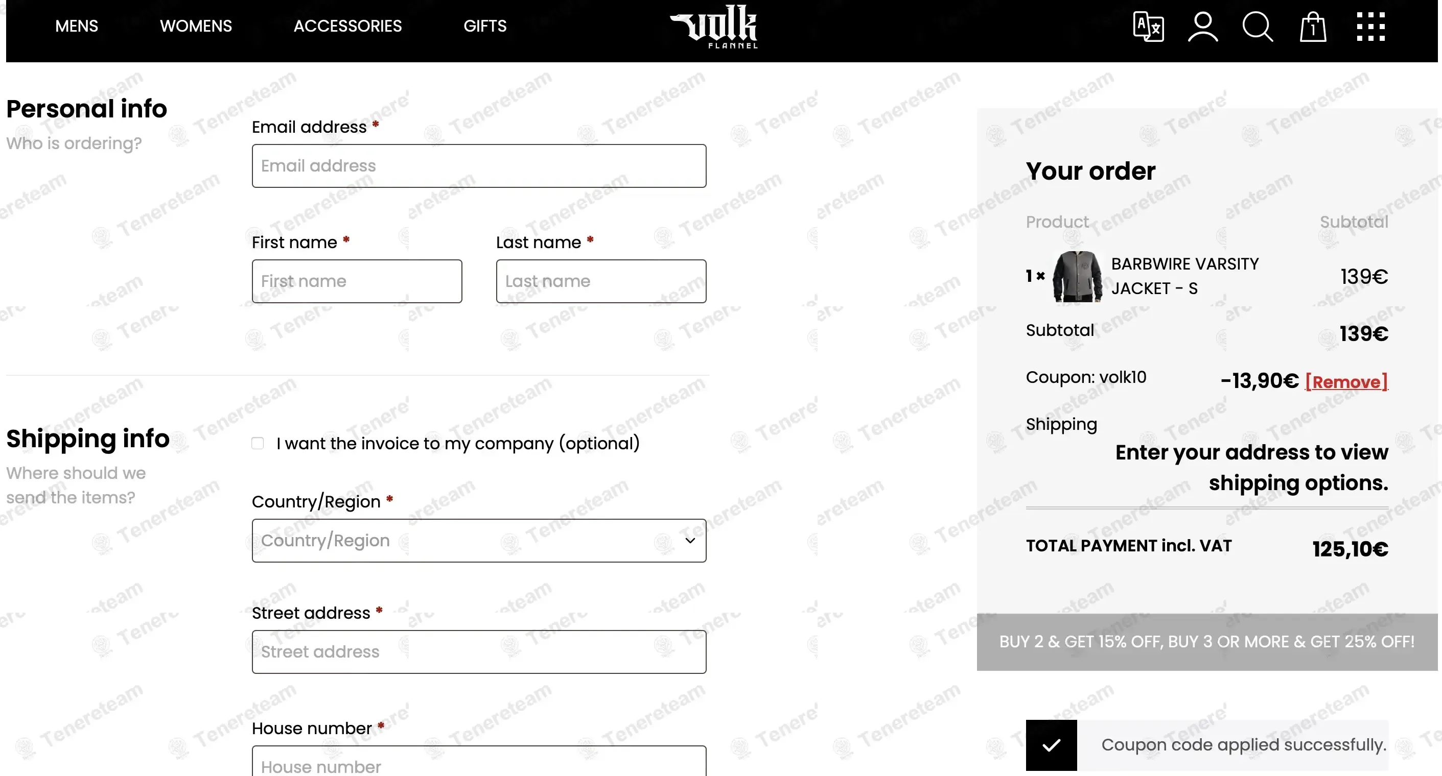 Volk Flannel apply coupon code