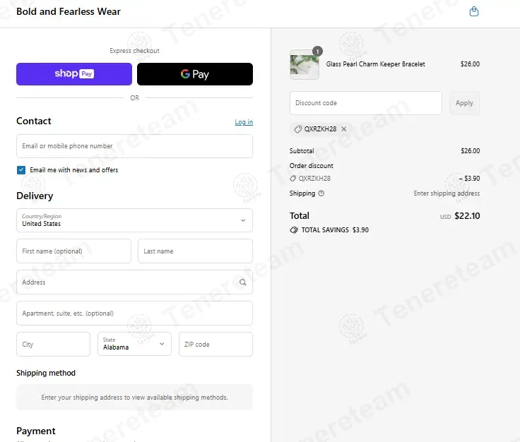 Bold and Fearless Wear coupon code: 15% off with QXRZKH28. Tested and valid as 1 year ago.