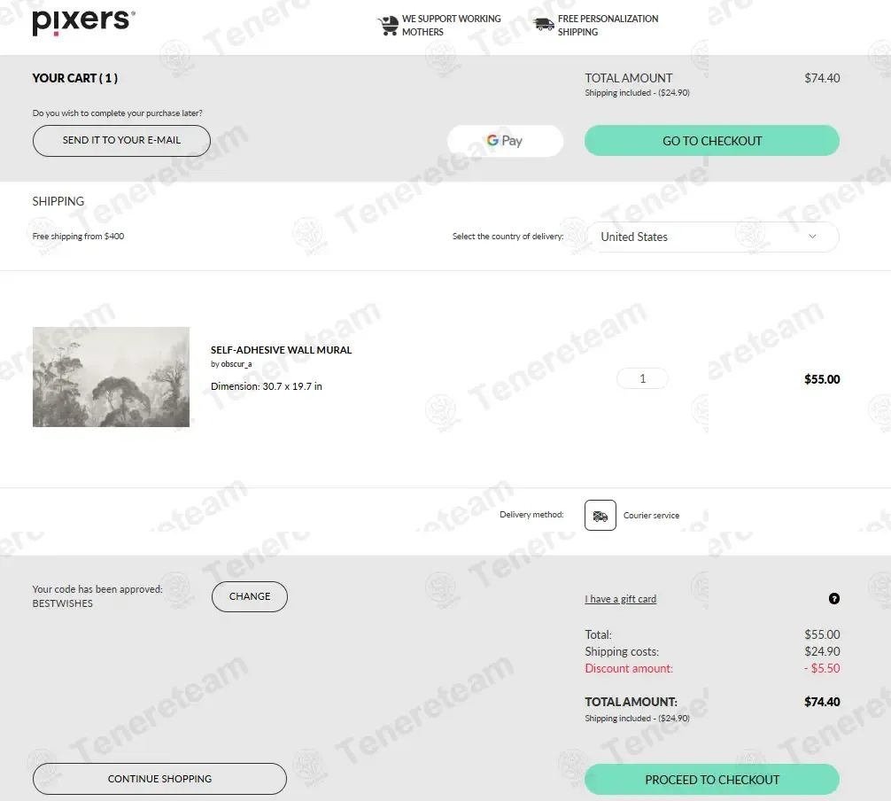 Pixers US coupon code: 10% off with BESTWISHES. Tested and valid as 1 week ago.