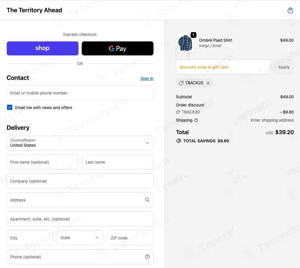 Territory Ahead coupon code: 20% off with TBACK20. Tested and valid as 8 months ago.