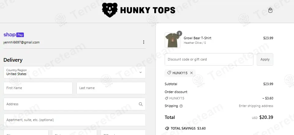 Hunky Tops coupon code: 15% off with HUNKY15. Tested and valid as 10 months ago.