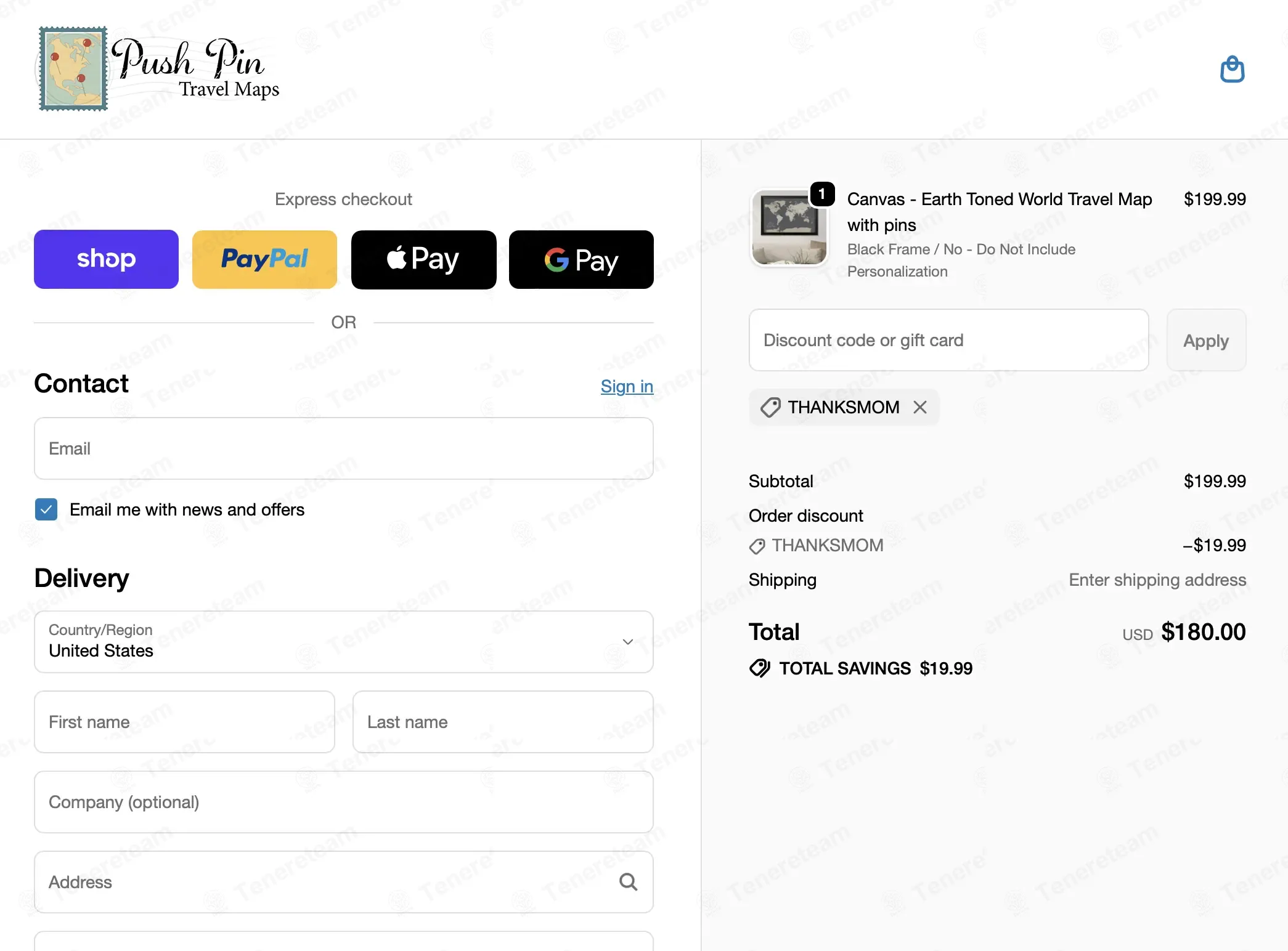 Push Pin Travel Maps Shop coupon code: 10% off with THANKSMOM. Tested and valid as 1 month ago.