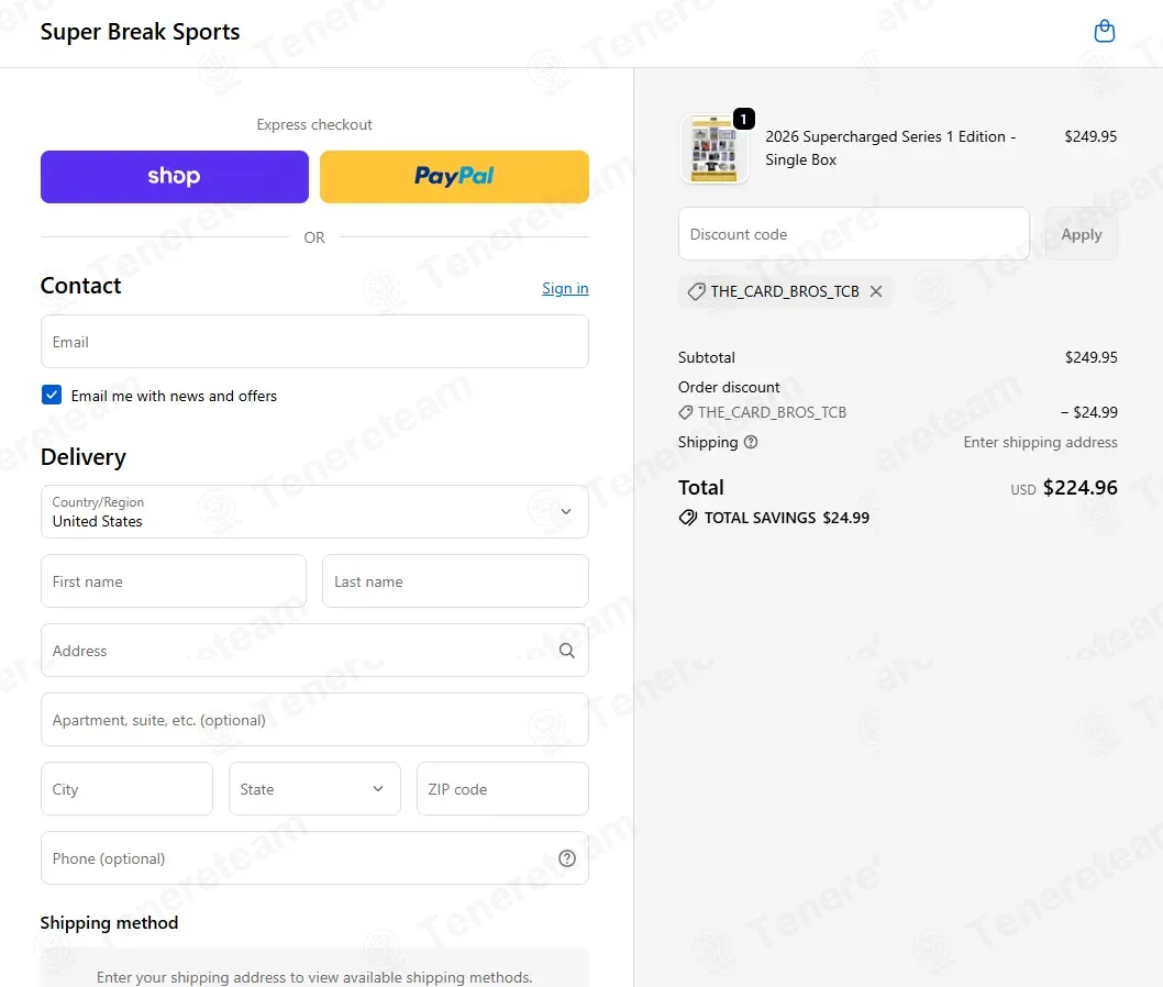 Super Break Sports coupon code: 10% off with THE_CARD_BROS_TCB. Tested and valid as 2 weeks ago.