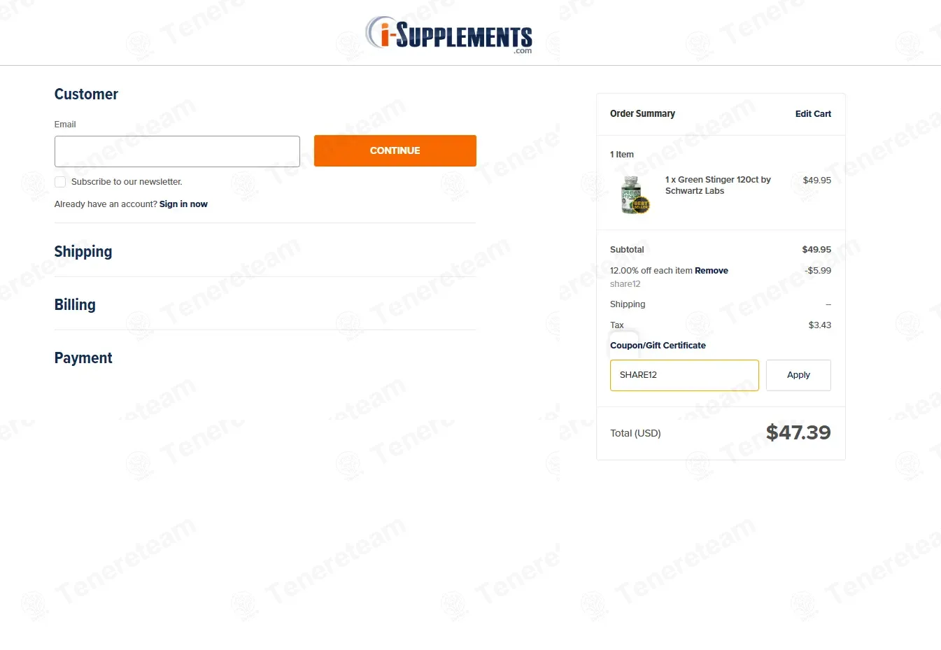 I Supplements coupon code: 12% off with SHARE12. Tested and valid as 11 months ago.