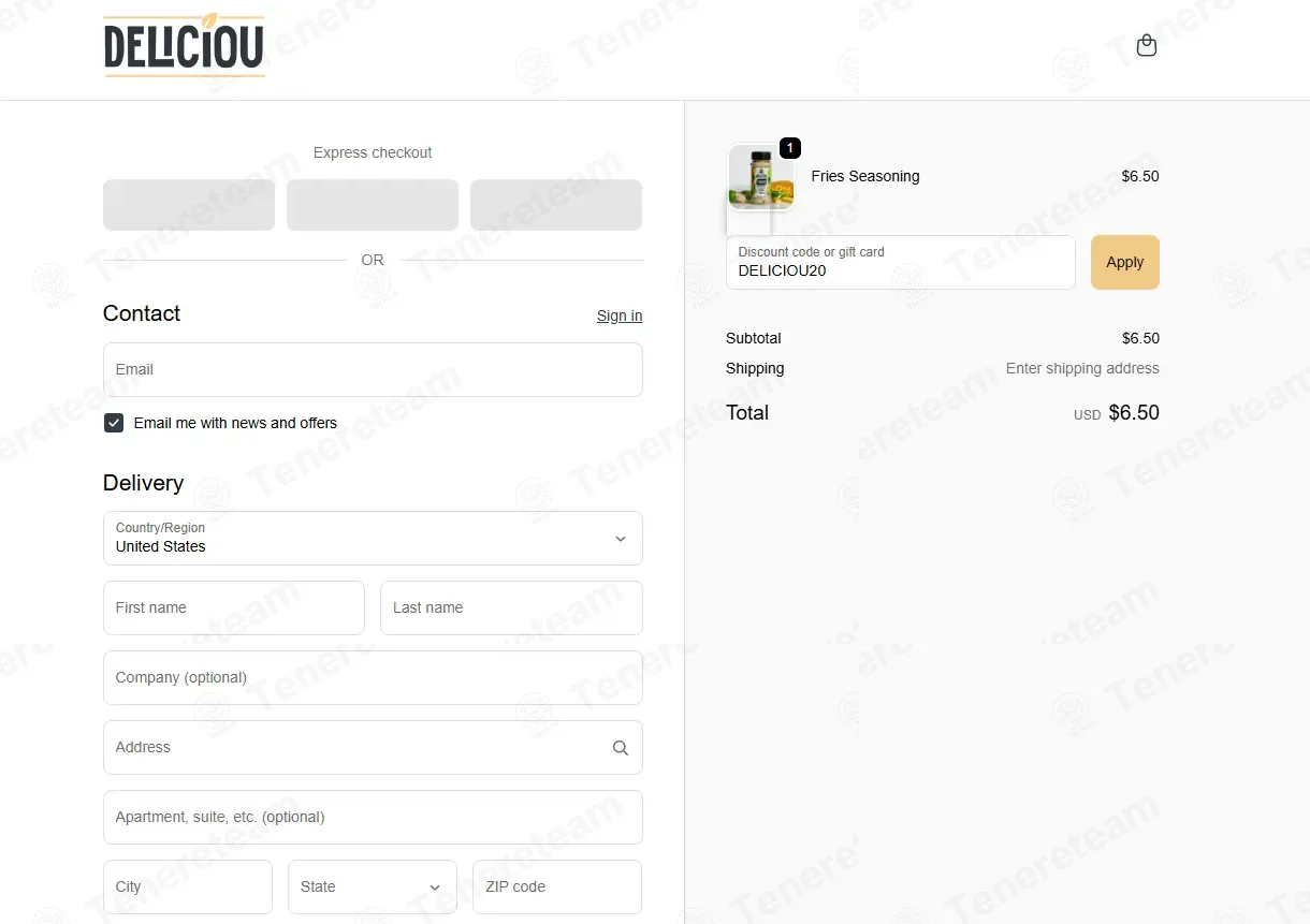 Deliciou coupon code: 20% off with DELICIOU20. Tested and valid as 1 month ago.