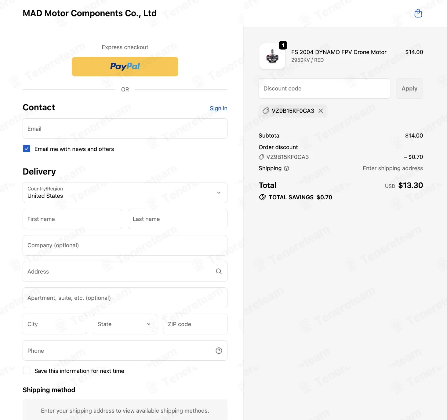Mad Motor coupon code: 5% off with VZ9B15KF0GA3. Tested and valid as 3 weeks ago.