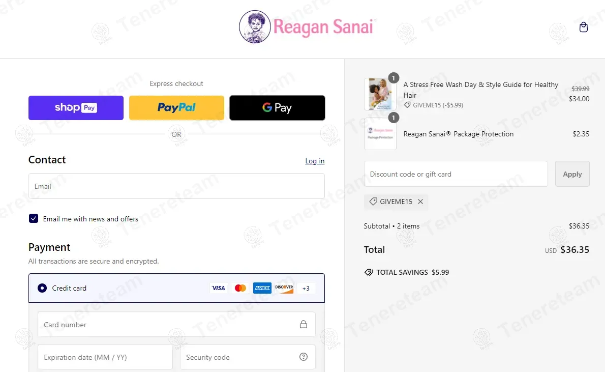 Reagan Sanai coupon code: 15% off with GIVEME15. Tested and valid as 1 year ago.
