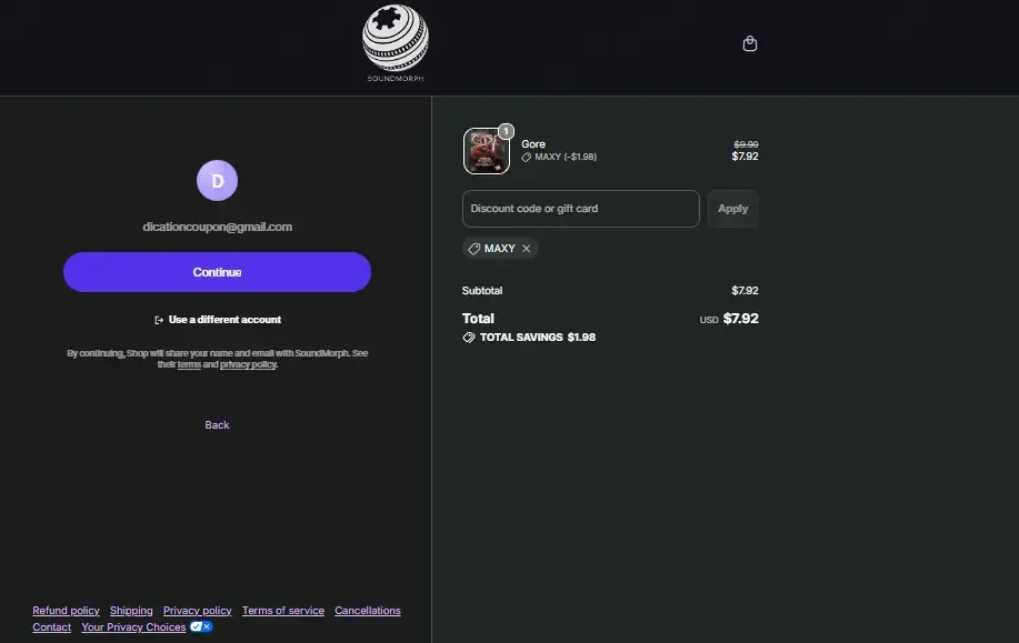 Soundmorph coupon code verified as working at checkout
