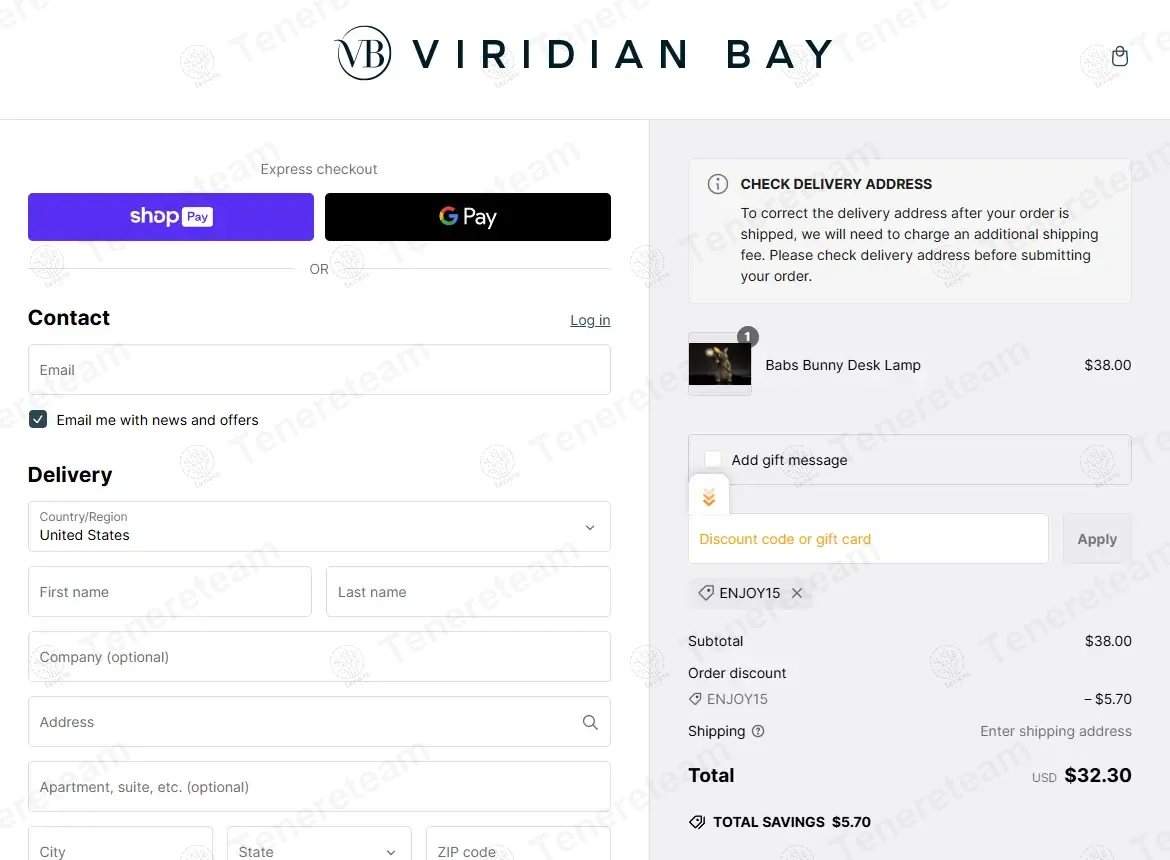 Viridian Bay coupon code: 15% off with ENJOY15. Tested and valid as 1 year ago.