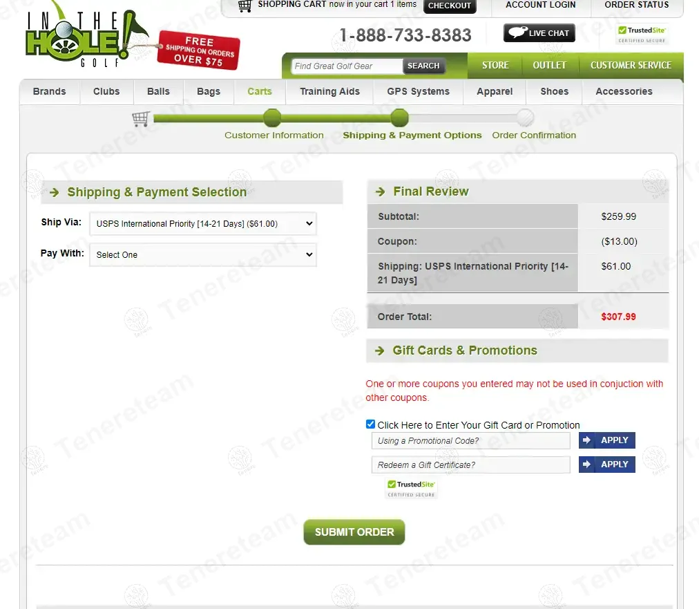 In The Hole Golf coupon code: 5% off with HOLIDAY5. Tested and valid as 1 year ago.