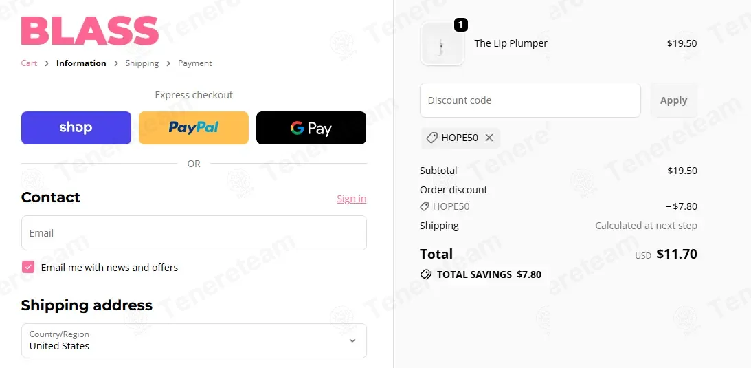 Blass Beauty coupon code: 50% off with HOPE50. Tested and valid as 2 weeks ago.