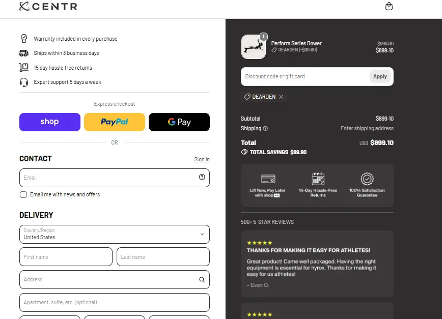 Centr coupon code verified as working at checkout