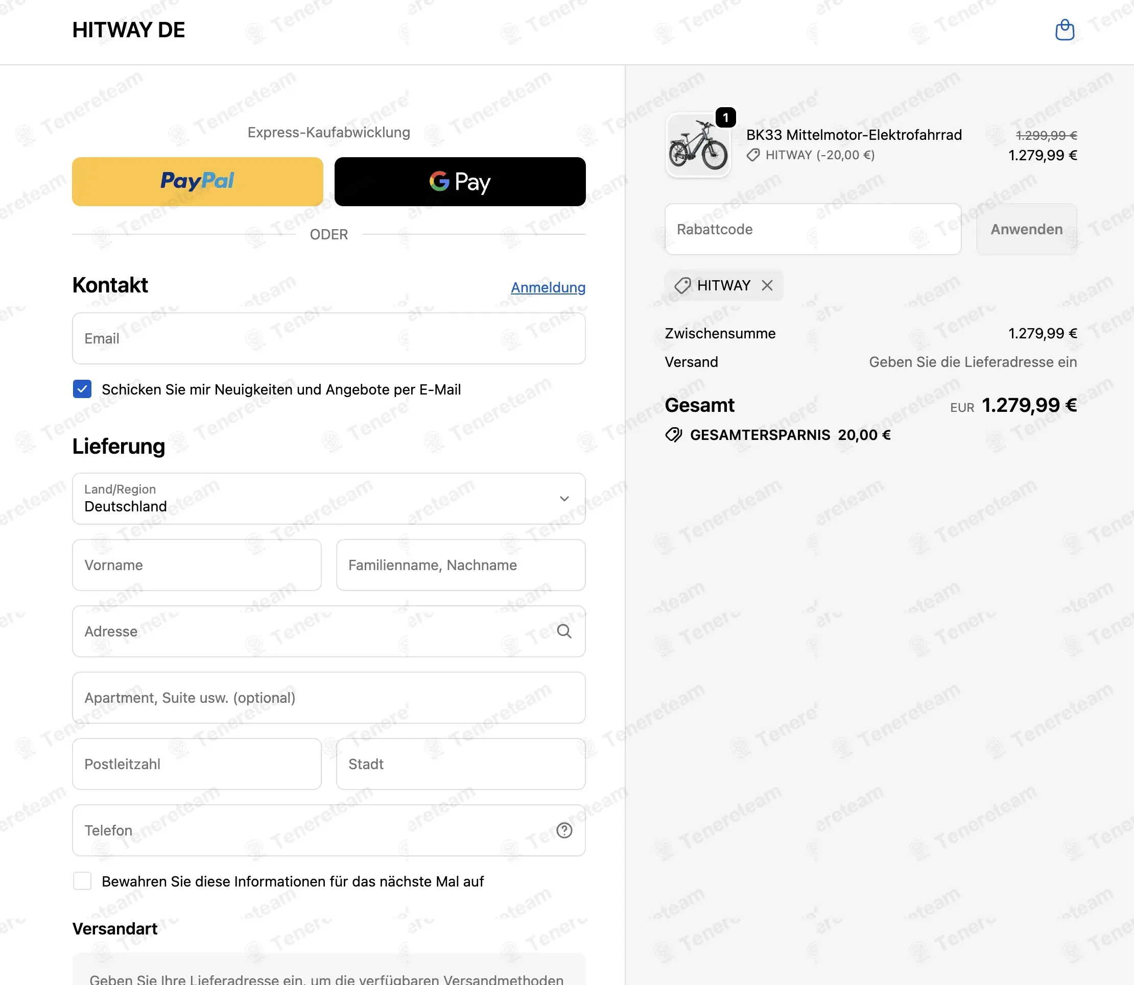 Hitway DE apply coupon code
