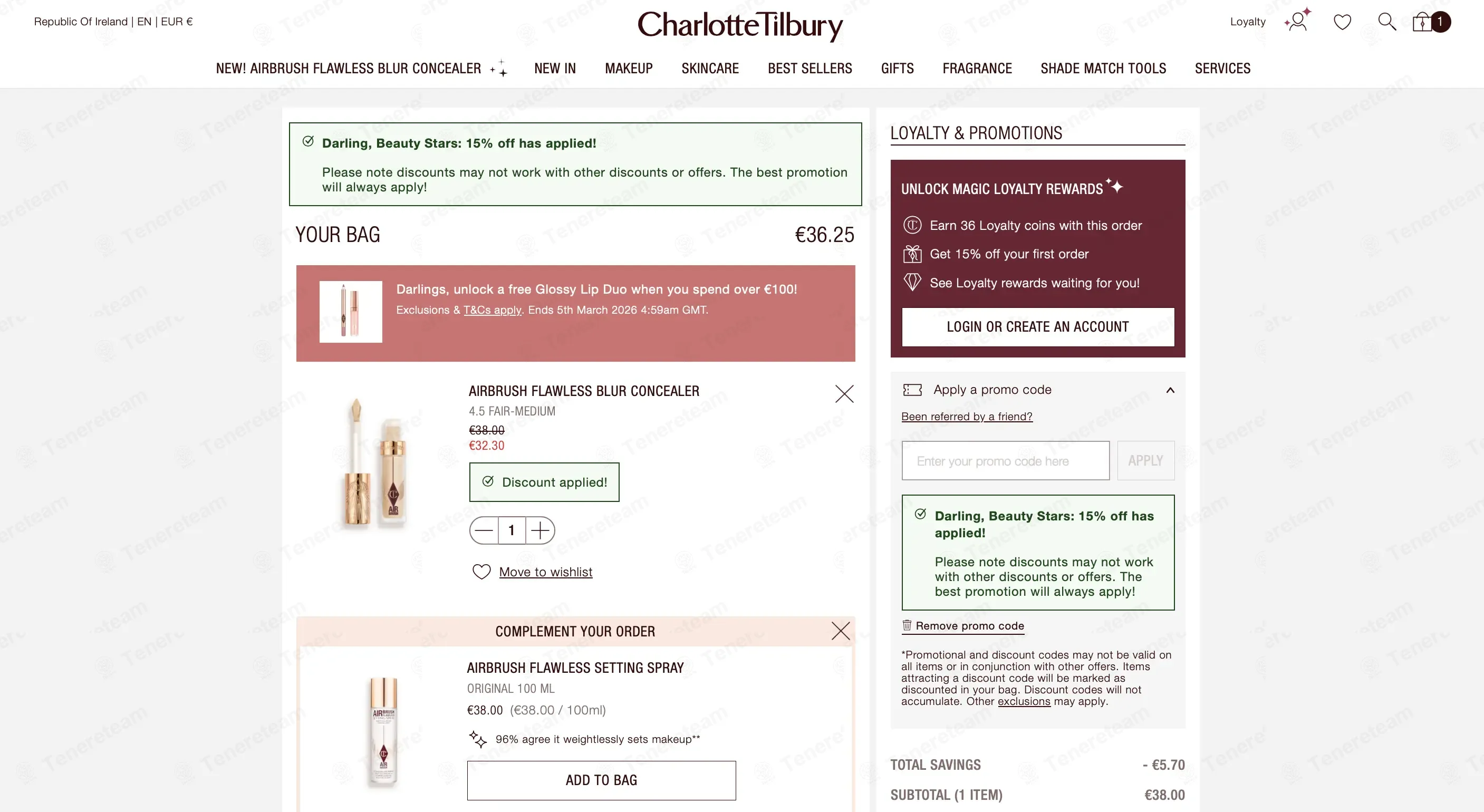 Charlotte Tilbury IE coupon code: 15% off with CT-SOC5NF7ANK9. Tested and valid as 5 days ago.