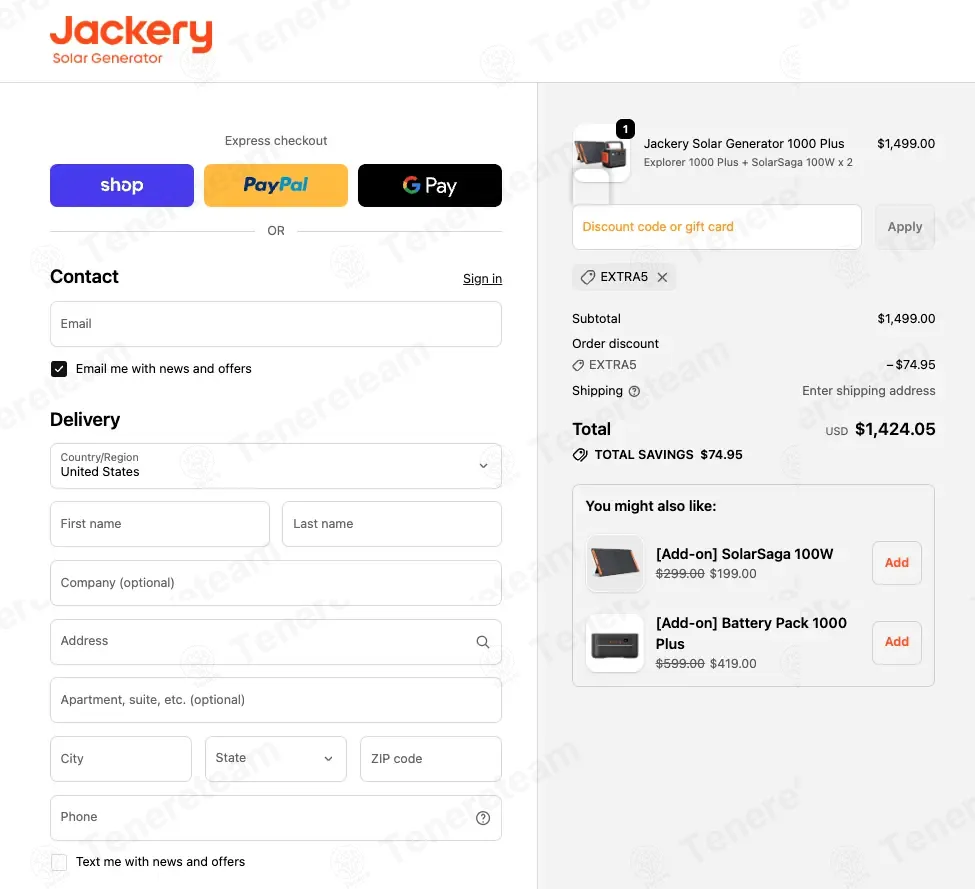 Jackery coupon code: 5% off with EXTRA5. Tested and valid as 1 month ago.