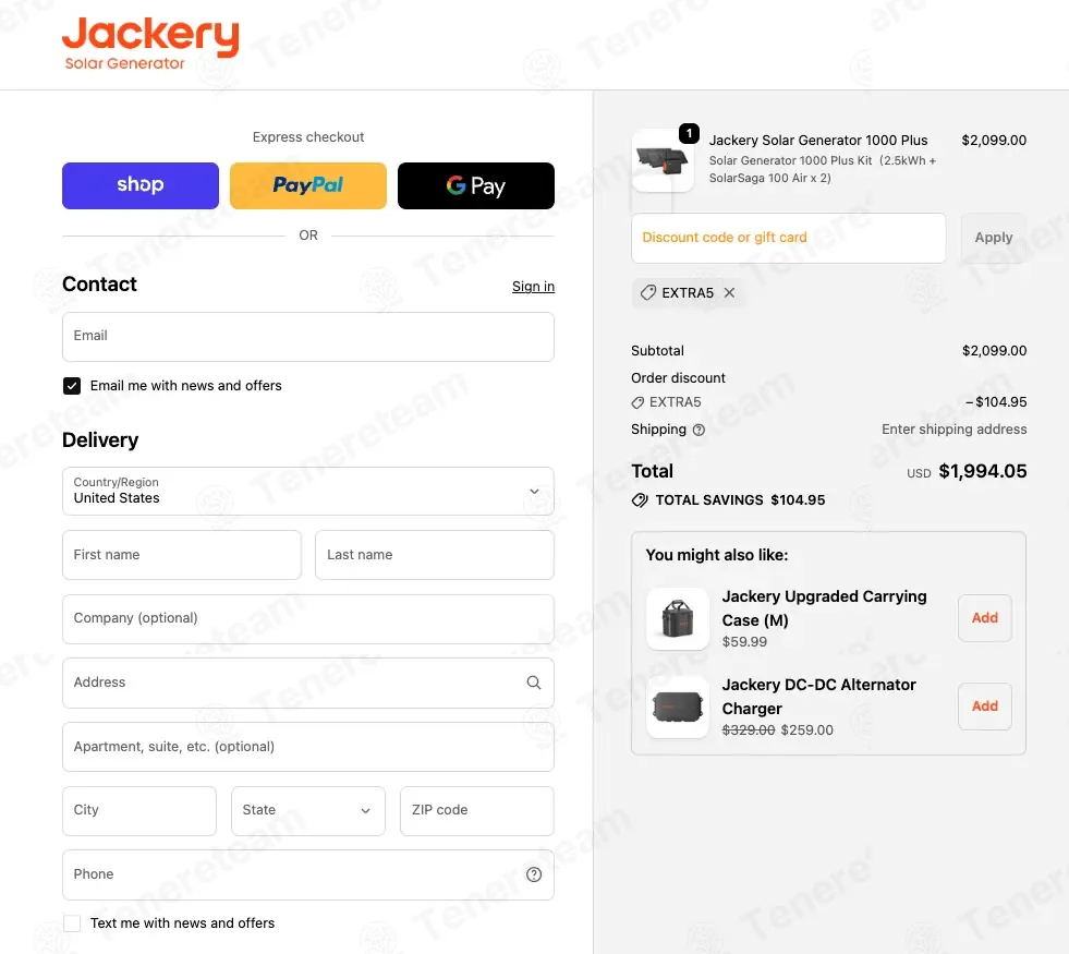 Jackery coupon code: 5% off with EXTRA5. Tested and valid as 1 month ago.