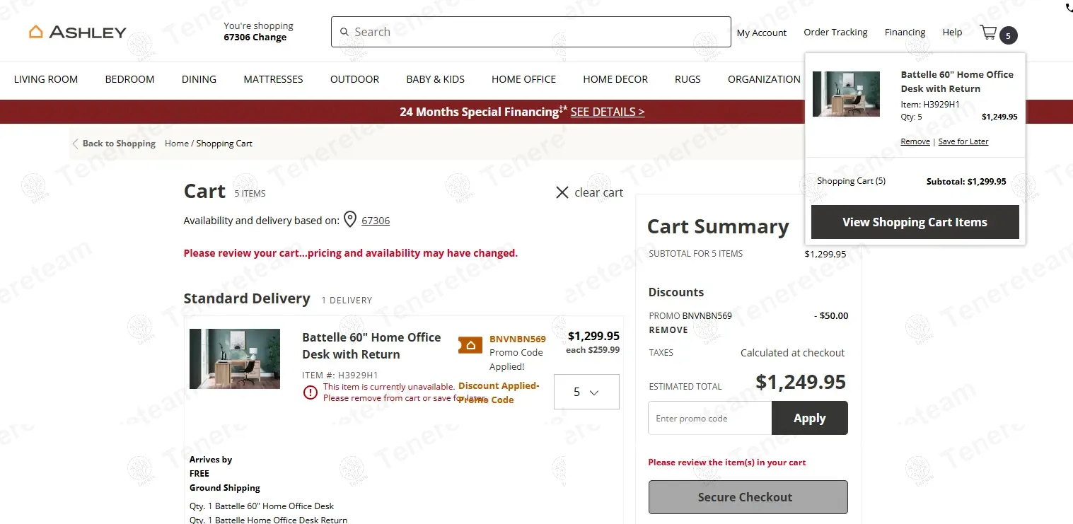 Ashley coupon code: $50 off with BNVNBN569. Tested and valid as 9 months ago.