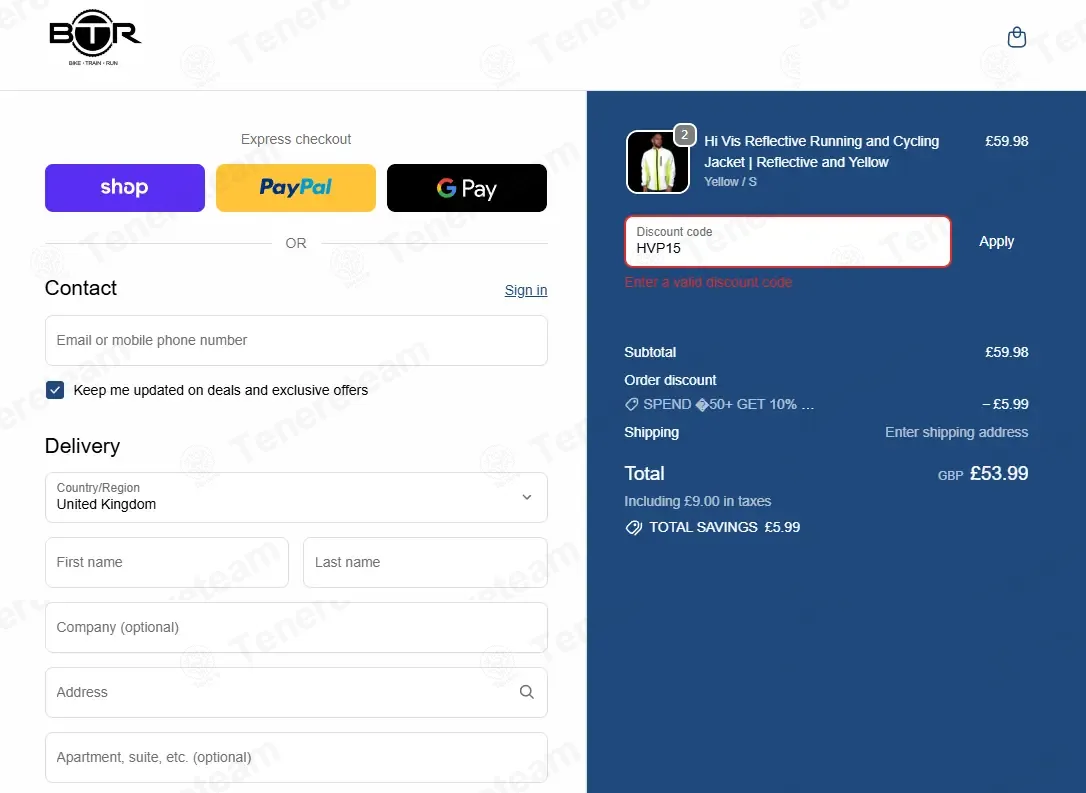BTR Sports coupon code: 15% off with HVP15. Tested and valid as 2 weeks ago.