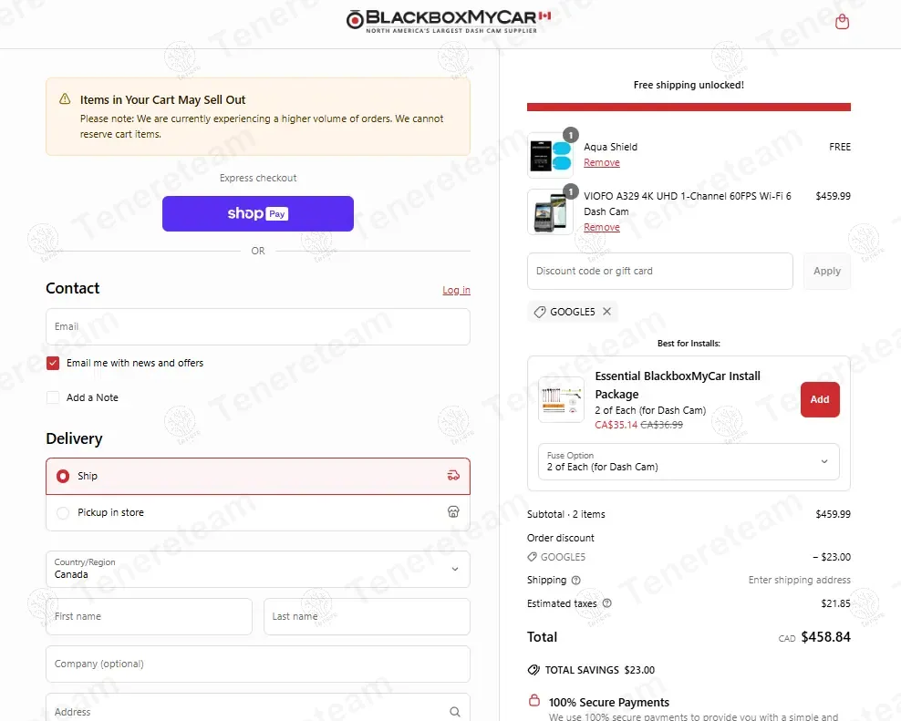 BlackboxMyCar Canada coupon code: 5% off with GOOGLE5. Tested and valid as 9 months ago.