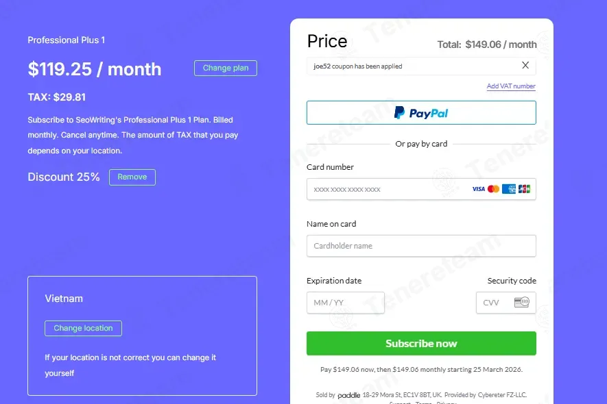 SEO Writing AI coupon code: 25% off with joe52. Tested and valid as 1 minute ago.