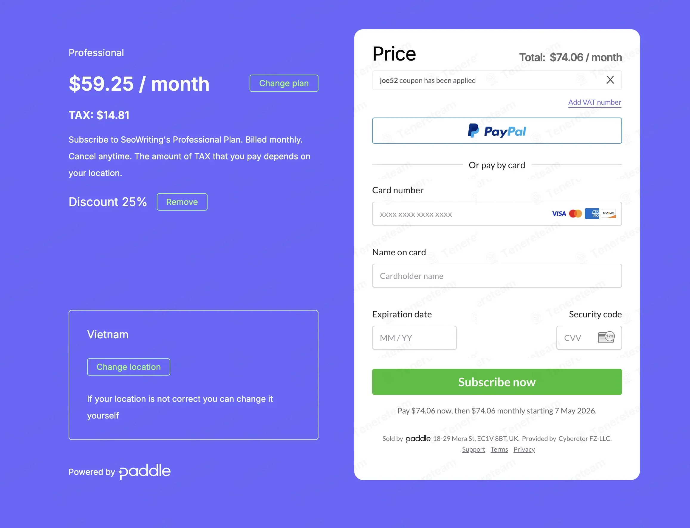 SEO Writing AI coupon code: 25% off with joe52. Tested and valid as 1 minute ago.