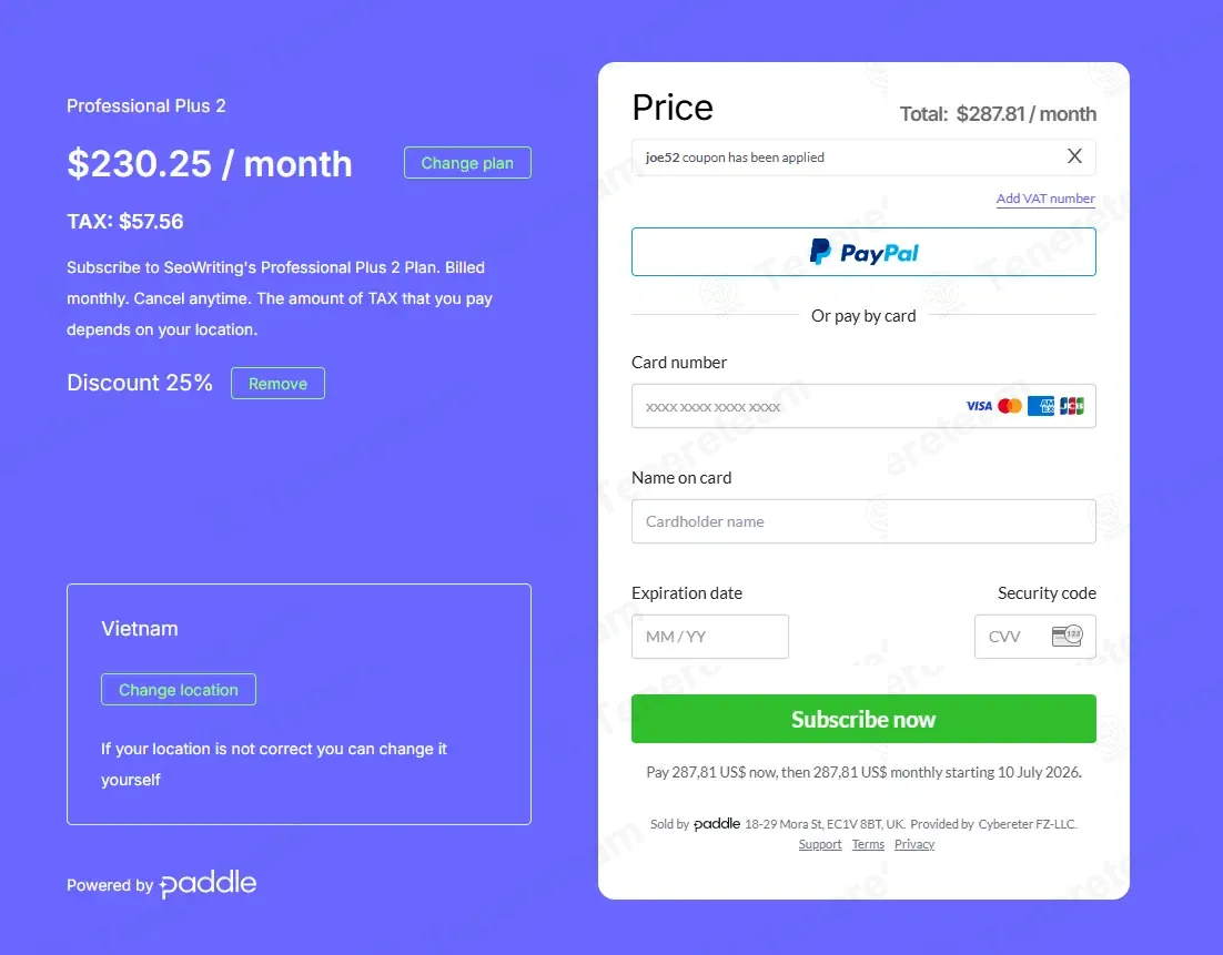 SEO Writing AI coupon code: 25% off with joe52. Tested and valid as 1 minute ago.