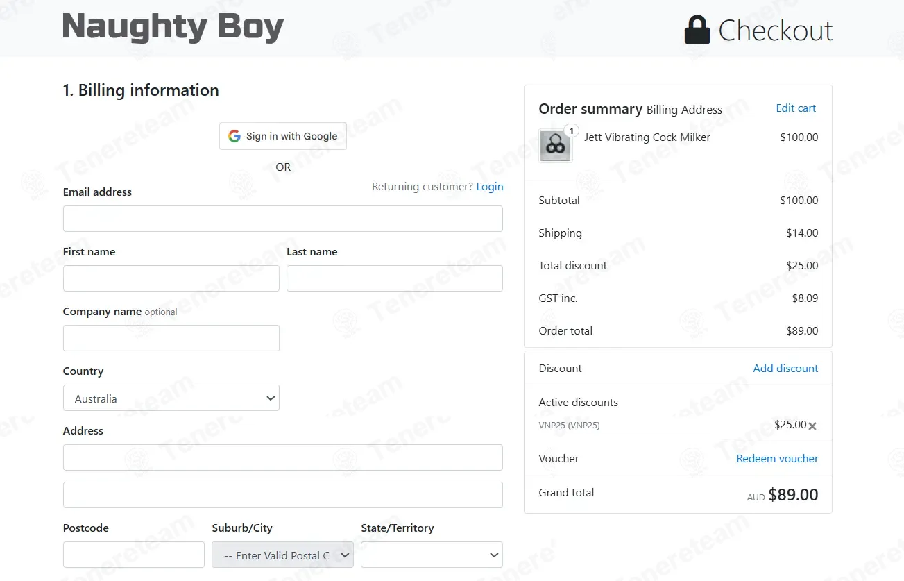 Naughty Boy AU coupon code: 25% off with VNP25. Tested and valid as 7 months ago.