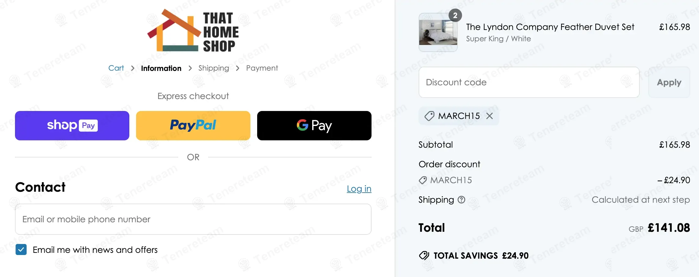 That Home Shop UK coupon code: 15% off with MARCH15. Tested and valid as 1 year ago.