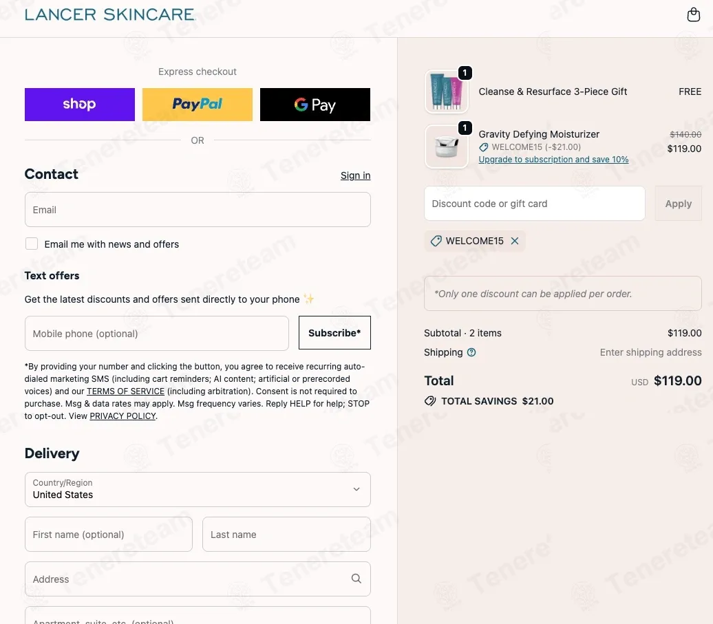 Lancer Skincare coupon code: 15% off with WELCOME15. Tested and valid as 2 months ago.