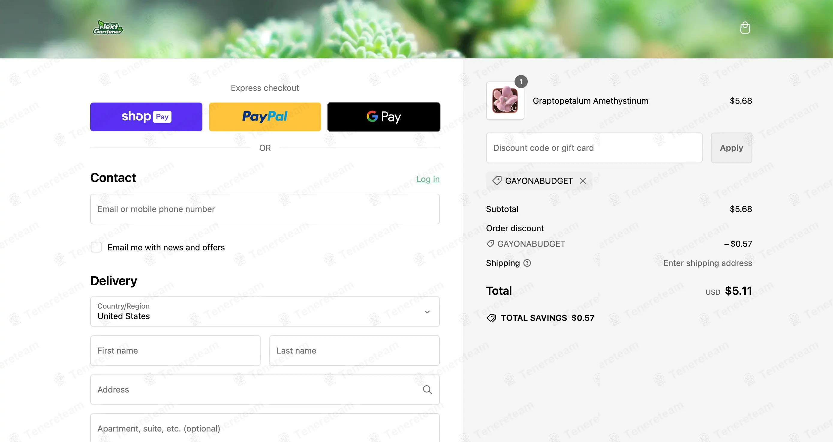 The Next Gardener apply coupon code