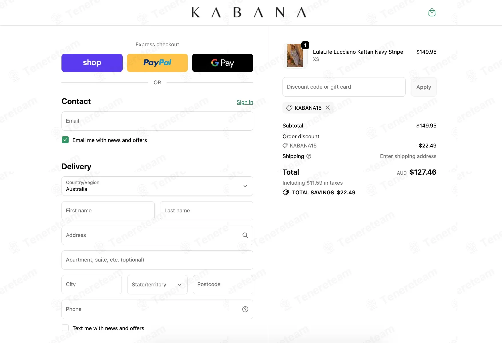 The Kabana Shop coupon code: 15% off with KABANA15. Tested and valid as 1 month ago.