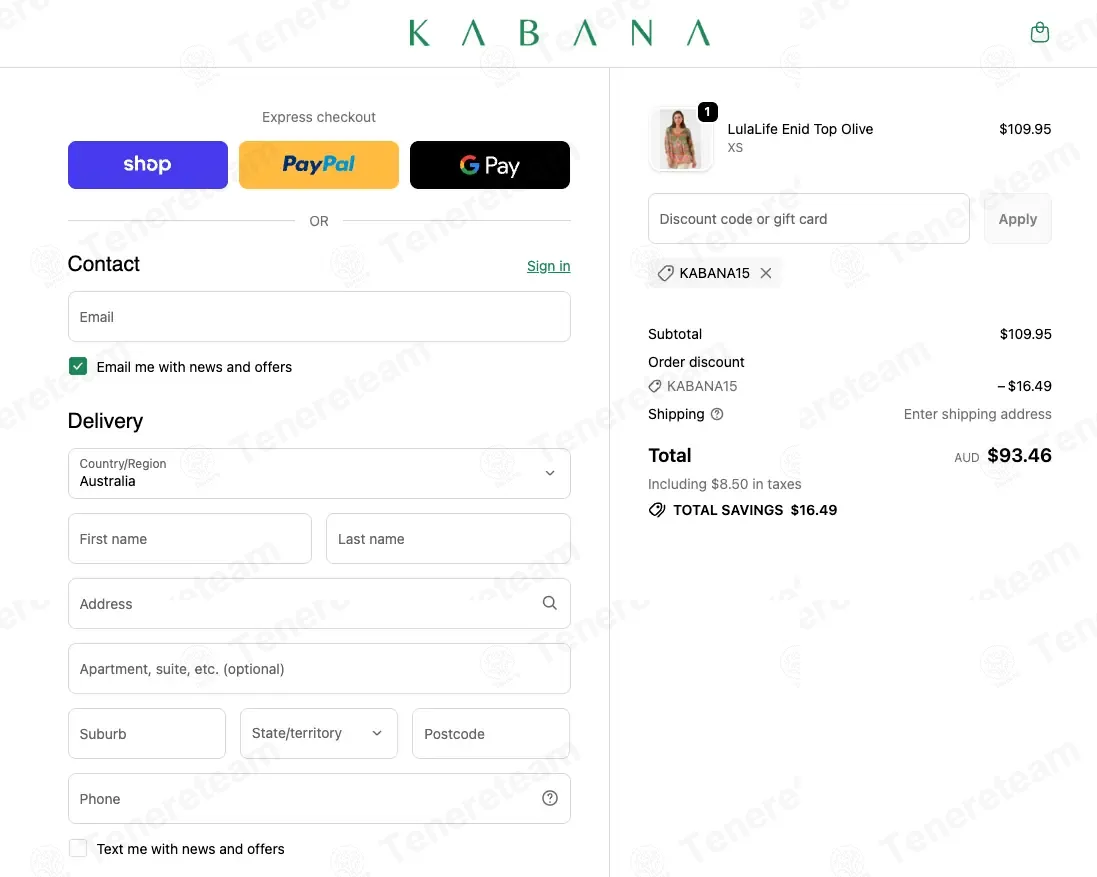 The Kabana Shop coupon code: 15% off with KABANA15. Tested and valid as 1 month ago.