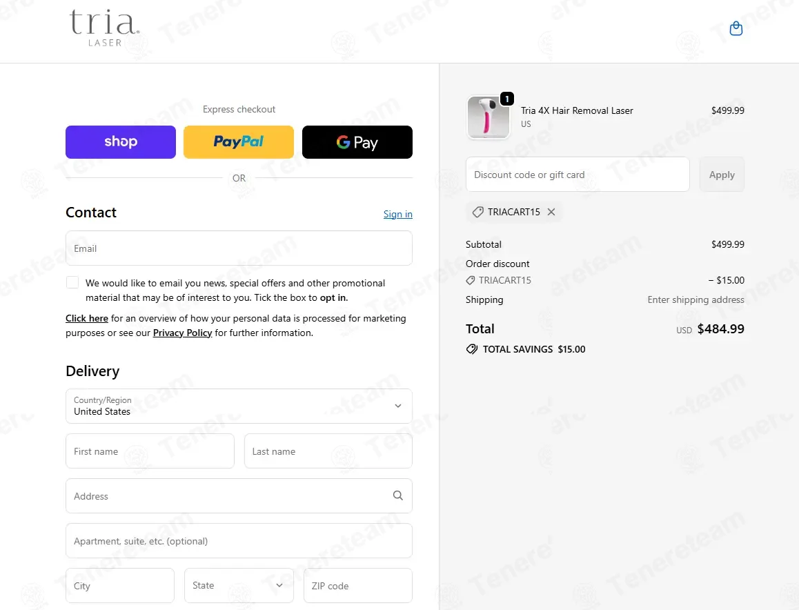 Tria Beauty coupon code: $15 off with TRIACART15. Tested and valid as 3 months ago.
