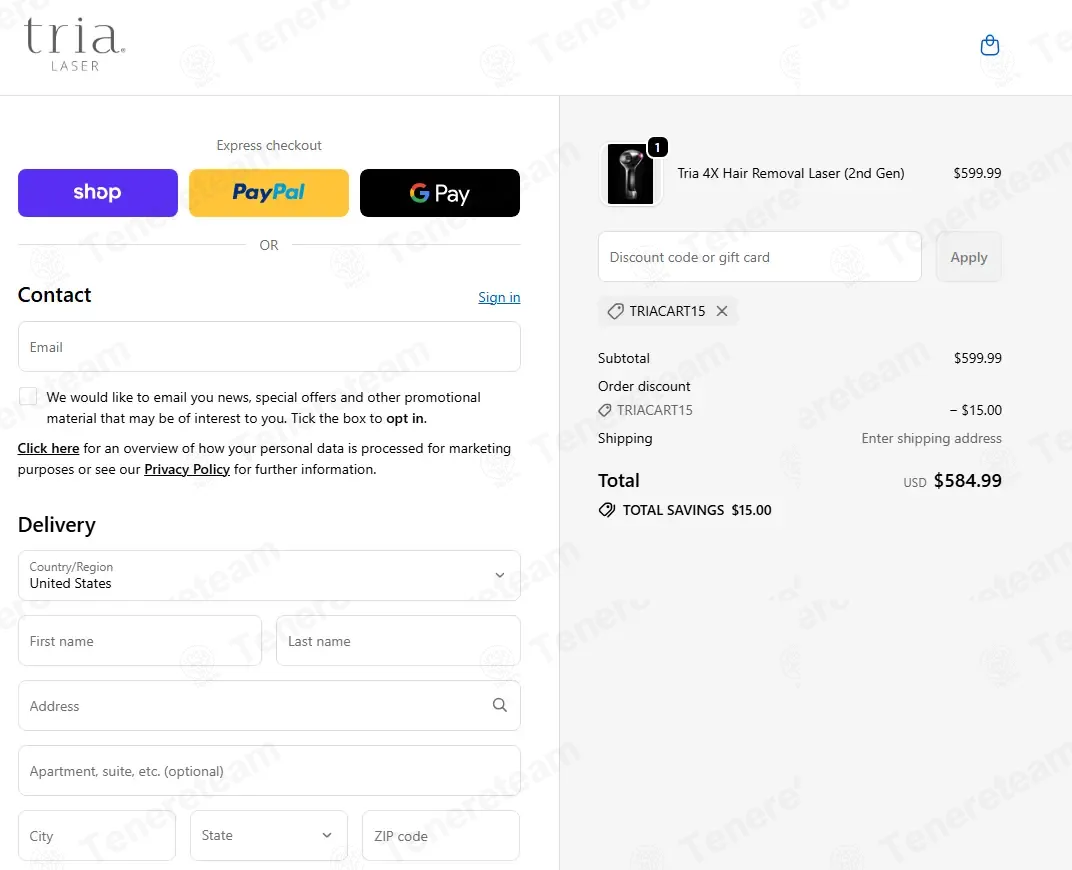 Tria Beauty coupon code: $15 off with TRIACART15. Tested and valid as 3 months ago.