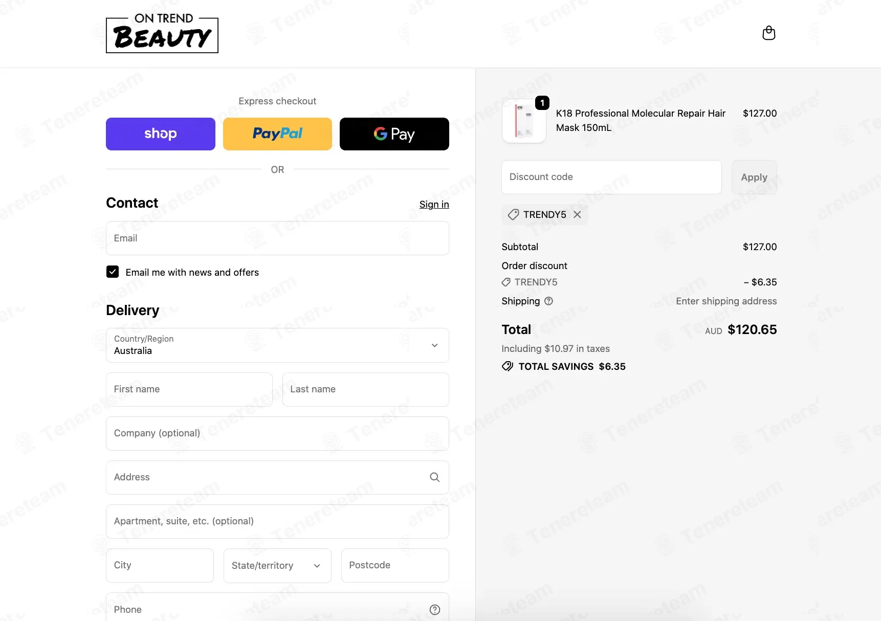 On Trend Beauty coupon code: 5% off with TRENDY5. Tested and valid as 9 months ago.