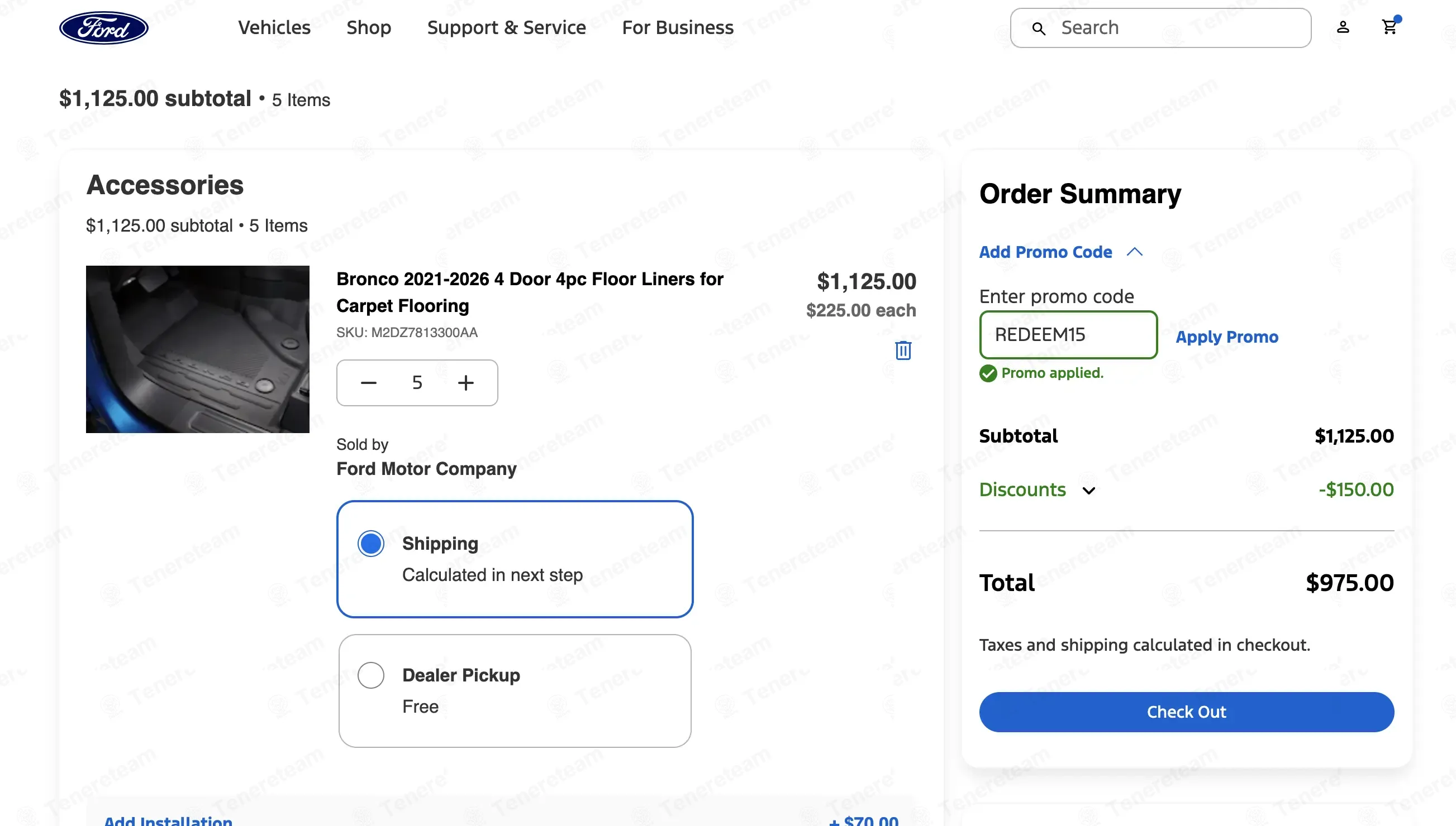 Ford Accessories coupon code: 15% off with REDEEM15. Tested and valid as 1 month ago.
