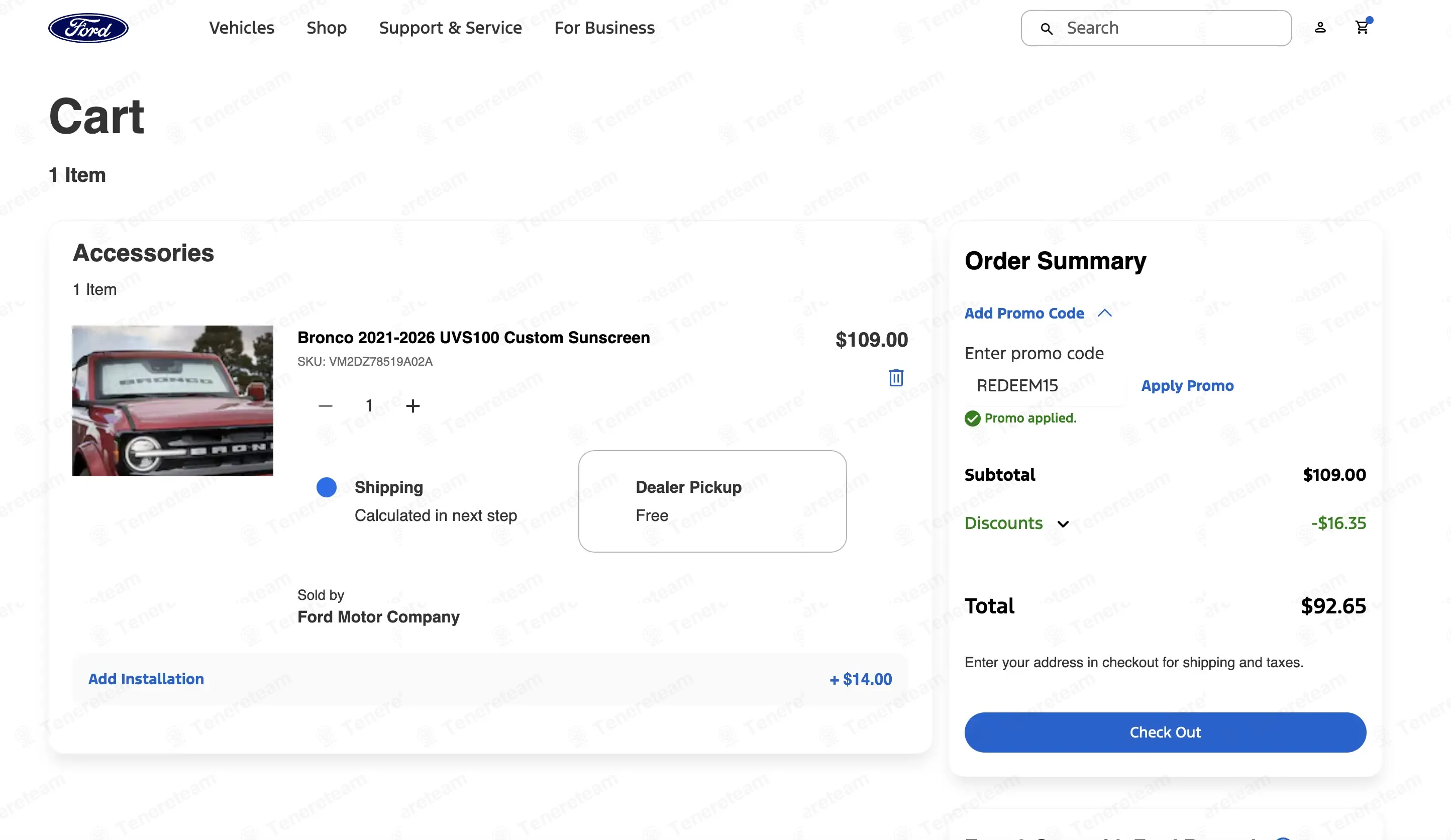 Ford Accessories coupon code: 15% off with REDEEM15. Tested and valid as 1 month ago.