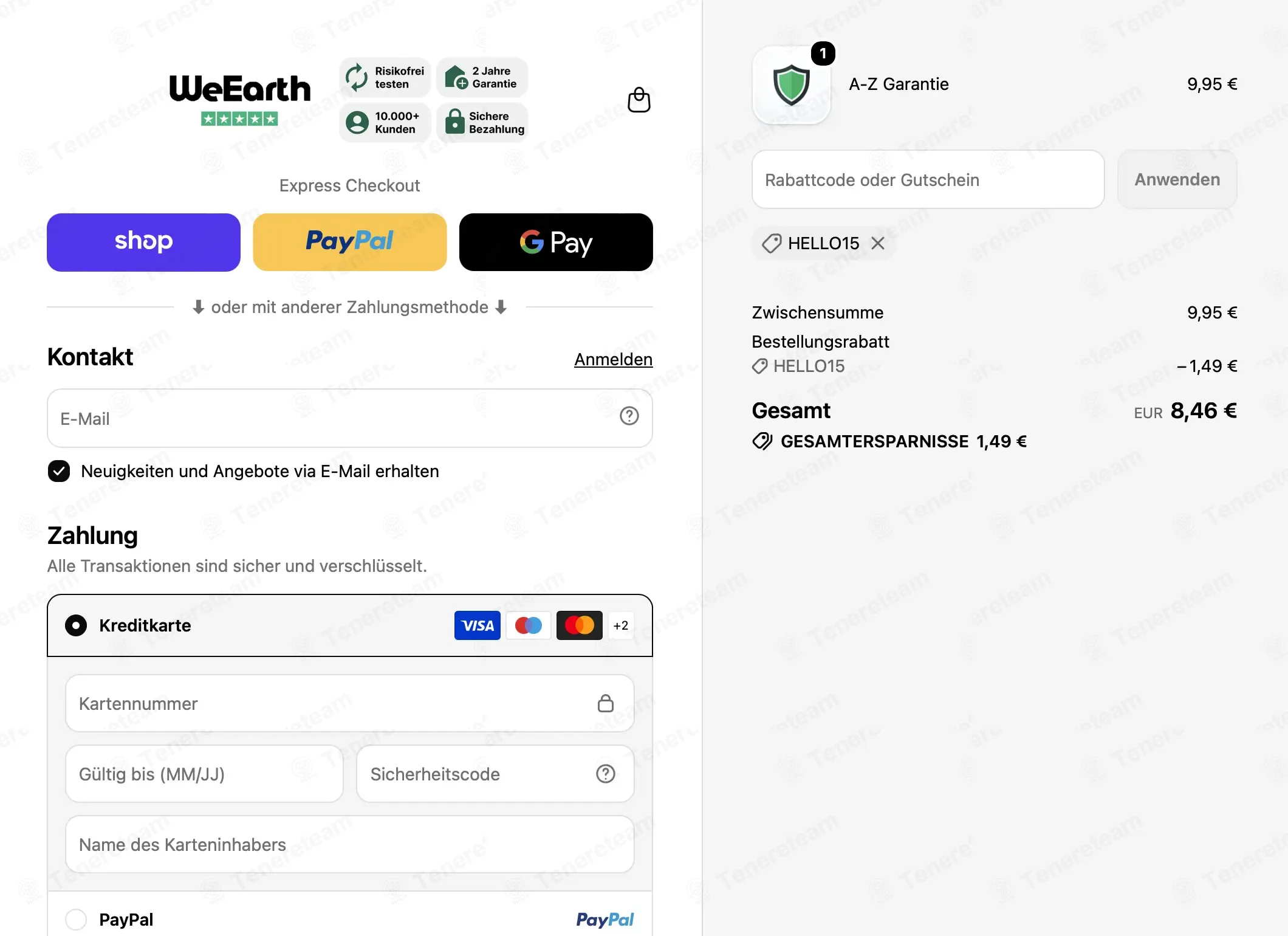 We Earth DE coupon code re-checked and confirmed working at checkout