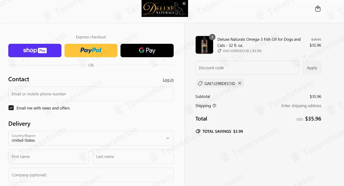 Deluxe Naturals coupon code: 10% off with GAE1J29RDE57JD. Tested and valid as 1 year ago.