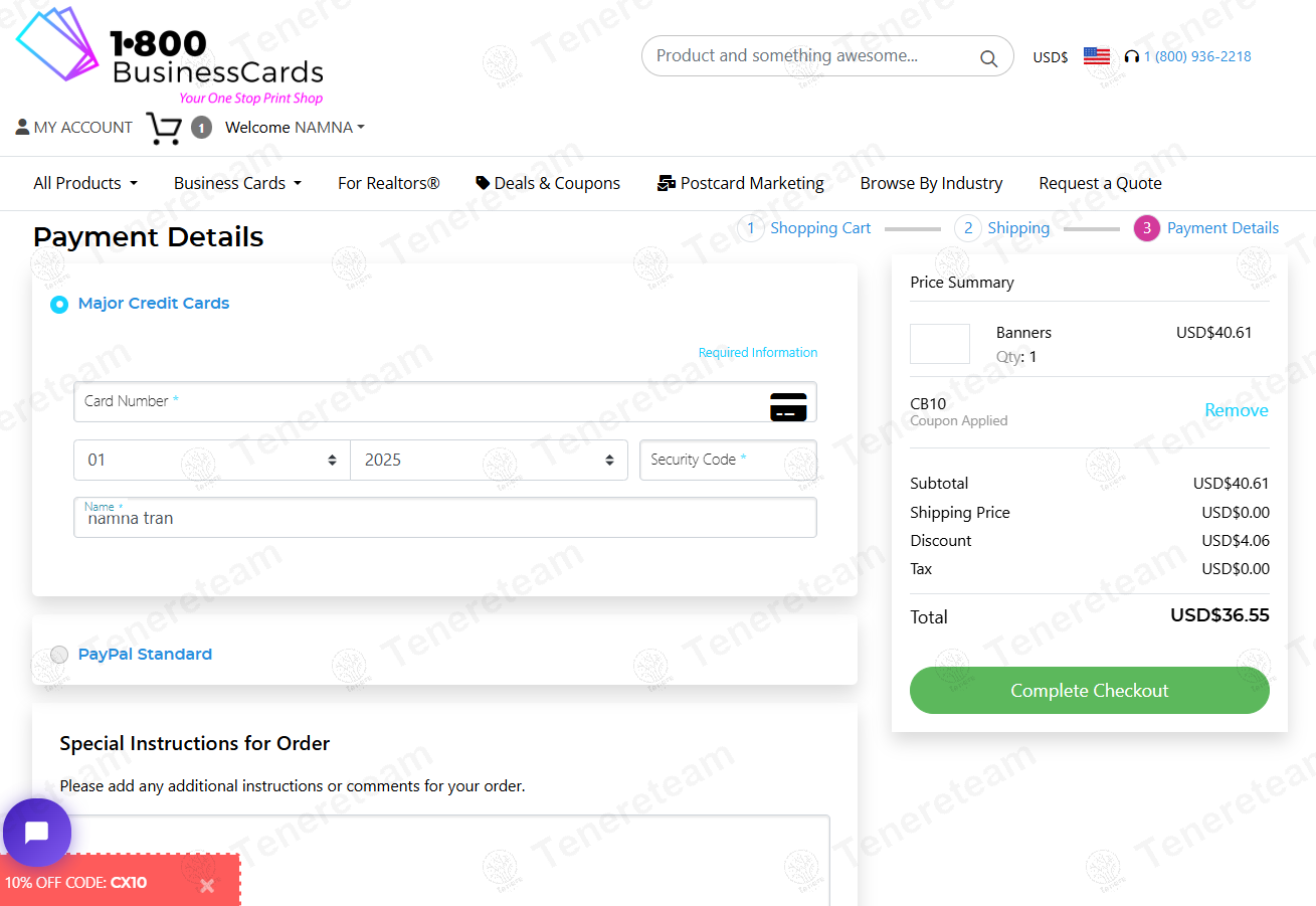 1800Businesscards coupon code: 10% off with CB10. Tested and valid as 1 year ago.
