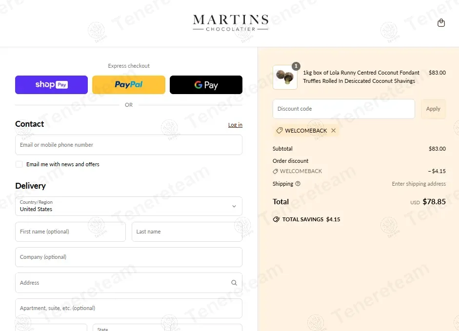 Martins Chocolatier coupon code: 5% off with WELCOMEBACK. Tested and valid as 1 year ago.