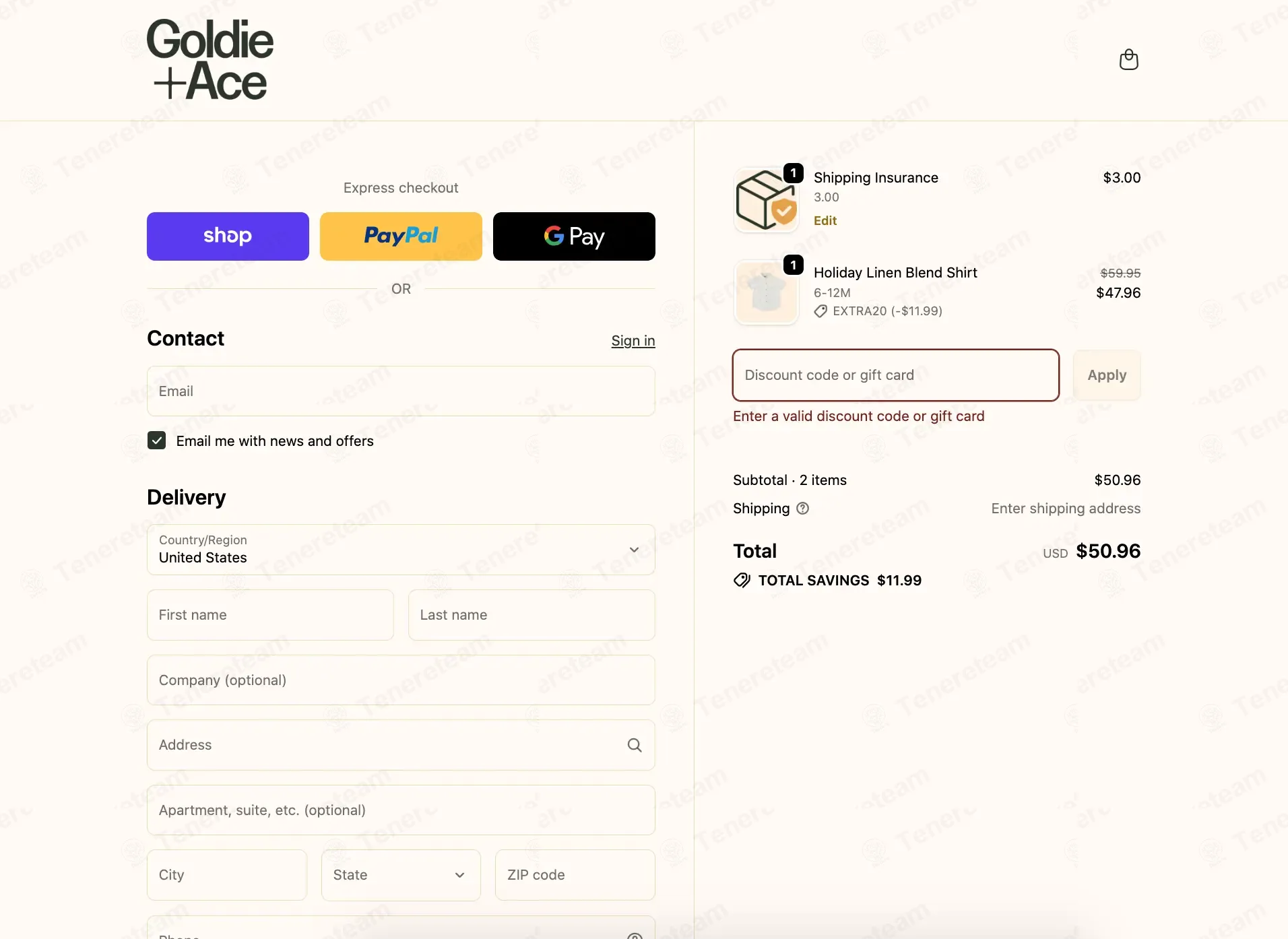 Goldie and Ace coupon code: 10% off with VIP10. Tested and valid as 4 months ago.