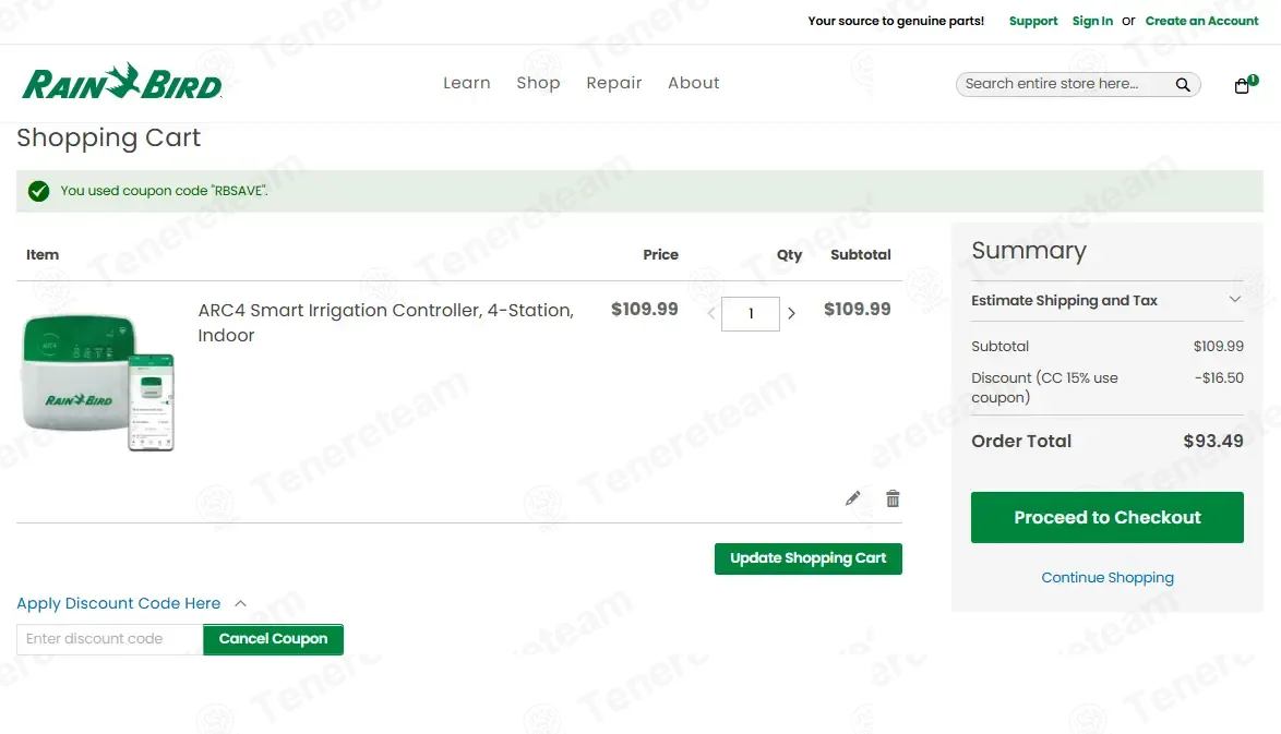 Rain Bird coupon code: 15% off with RBSAVE. Tested and valid as 1 month ago.