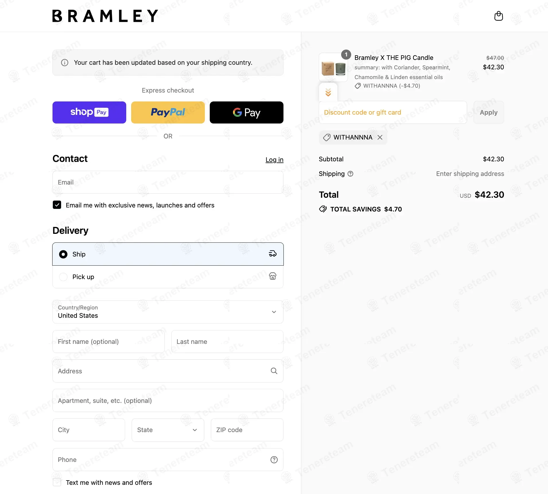 Bramley Products coupon code: 10% off with WITHANNNA. Tested and valid as 9 months ago.