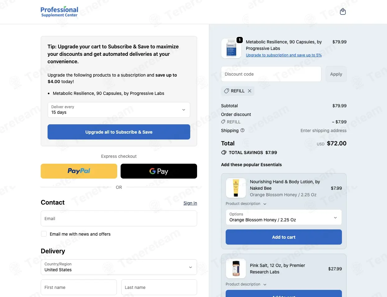 Professional Supplement Center coupon code: 10% off with REFILL. Tested and valid as 3 weeks ago.