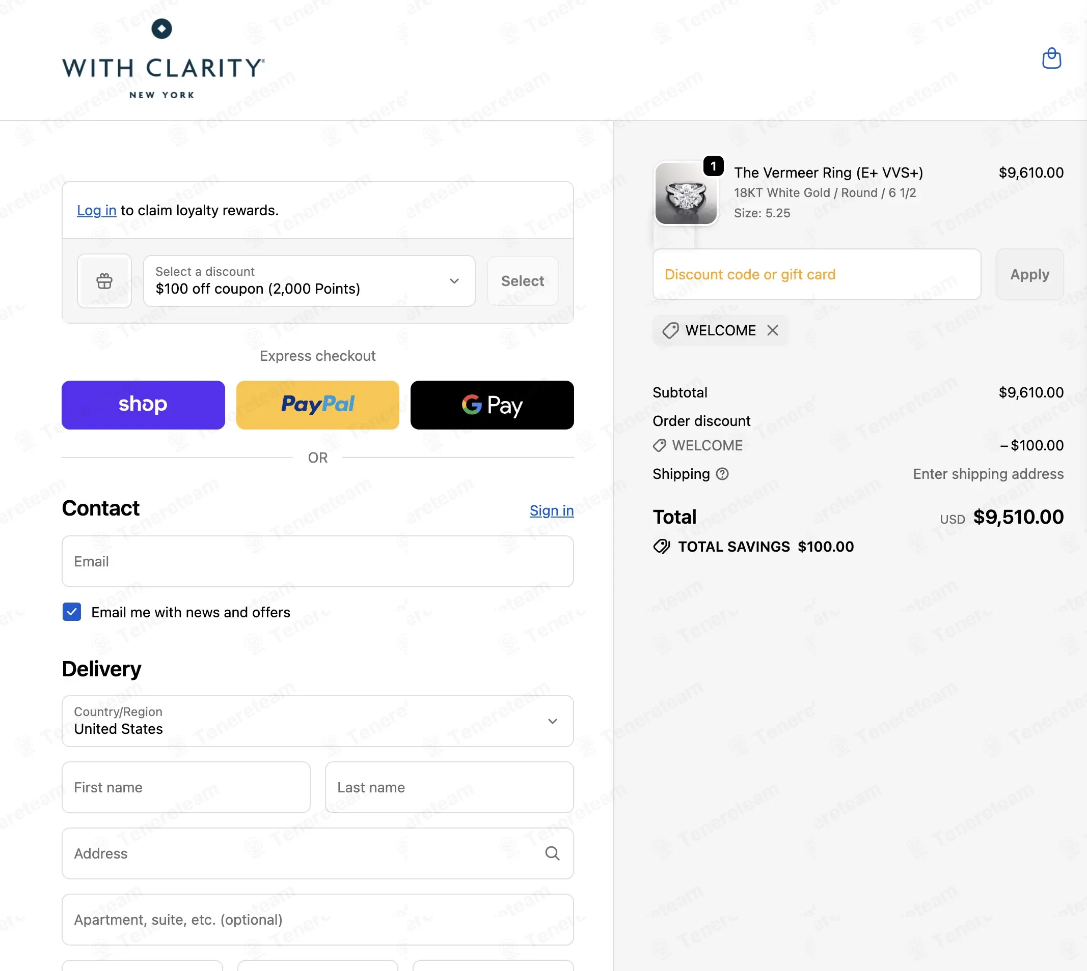 With Clarity coupon code: $100 off with WELCOME. Tested and valid as 1 month ago.